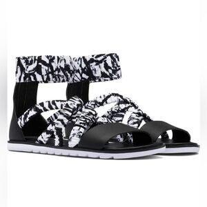 Sorel Ella II Ankle Strap Sandal Black & White